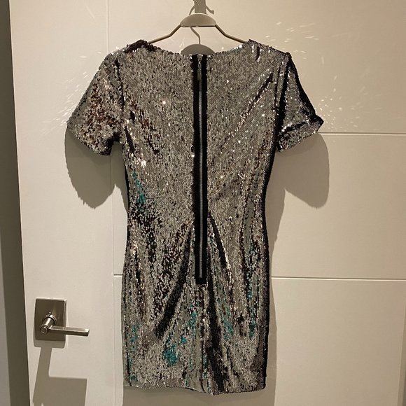 Topshop Two-Tone Silver Bronze Sequin Dress - Picture 4 of 5